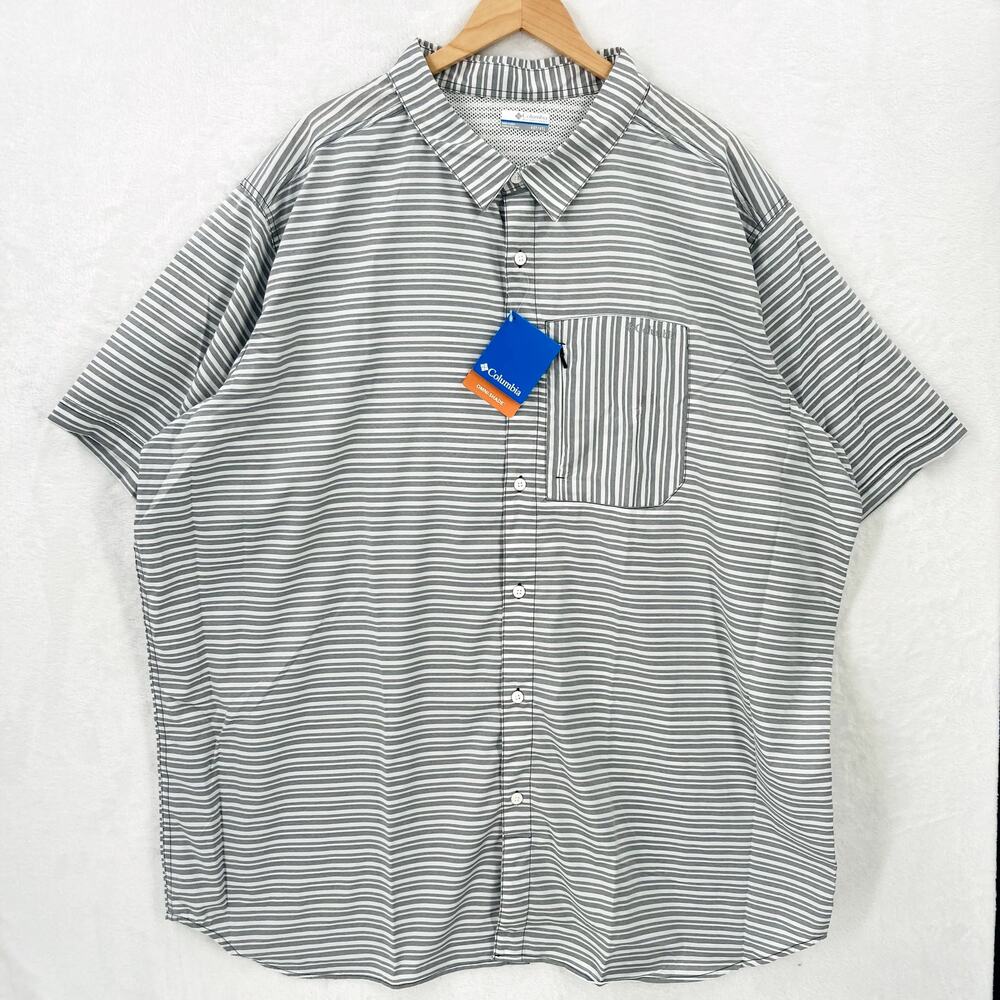 Columbia Vented Shirt Mens 4XT Gray Striped Outdoor Fishing New with Flaw